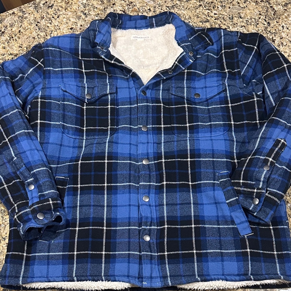 Aeropostale Blue Checkered Fleece Jacket